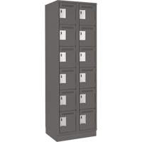 Clean Line Lockerette, 6 -tier, Bank of 2, 24" x 18" x 76", Steel, Charcoal, Rivet (Assembled) Advanced Consulting and Training Ltd.