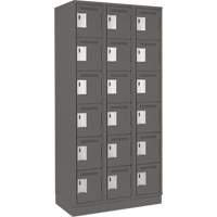 Clean Line Lockerette, 6 -tier, Bank of 3, 36" x 18" x 76", Steel, Charcoal, Rivet (Assembled) Advanced Consulting and Training Ltd.