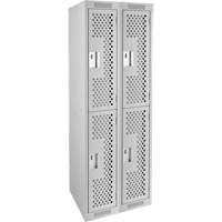 Clean Line Lockers, 2 -tier, Bank of 2, 24" x 15" x 72", Steel, Grey, Rivet (Assembled), Perforated Advanced Consulting and Training Ltd.