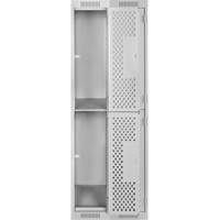 Clean Line Lockers, 2 -tier, Bank of 2, 24" x 15" x 72", Steel, Grey, Rivet (Assembled), Perforated Advanced Consulting and Training Ltd.