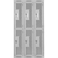 Clean Line Lockers, 2 -tier, Bank of 3, 36" x 15" x 72", Steel, Grey, Rivet (Assembled), Perforated Advanced Consulting and Training Ltd.