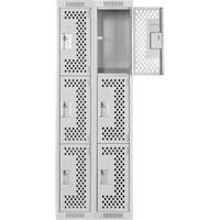 Clean Line Lockers, 3 -tier, Bank of 2, 24" x 12" x 72", Steel, Grey, Rivet (Assembled), Perforated Advanced Consulting and Training Ltd.