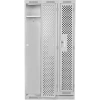 Clean Line Lockers, Bank of 3, 36" x 18" x 76", Steel, Grey, Rivet (Assembled), Perforated Advanced Consulting and Training Ltd.