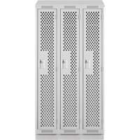 Clean Line Lockers, Bank of 3, 36" x 12" x 82", Steel, Grey, Rivet (Assembled), Perforated Advanced Consulting and Training Ltd.