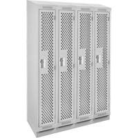 Clean Line Lockers, Bank of 4, 48" x 12" x 82", Steel, Grey, Rivet (Assembled), Perforated Advanced Consulting and Training Ltd.