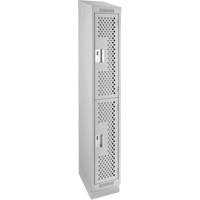 Clean Line Lockers, 2 -tier, 12" x 12" x 82", Steel, Grey, Rivet (Assembled), Perforated Advanced Consulting and Training Ltd.