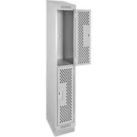Clean Line Lockers, 2 -tier, 12" x 12" x 82", Steel, Grey, Rivet (Assembled), Perforated Advanced Consulting and Training Ltd.
