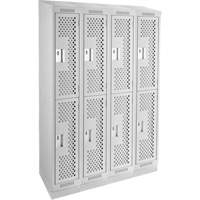 Clean Line Lockers, 2 -tier, Bank of 4, 48" x 15" x 82", Steel, Grey, Rivet (Assembled), Perforated Advanced Consulting and Training Ltd.