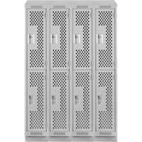 Clean Line Lockers, 2 -tier, Bank of 4, 48" x 15" x 82", Steel, Grey, Rivet (Assembled), Perforated Advanced Consulting and Training Ltd.