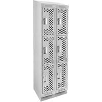 Clean Line Lockers, 3 -tier, Bank of 2, 24" x 12" x 82", Steel, Grey, Rivet (Assembled), Perforated Advanced Consulting and Training Ltd.