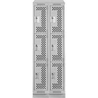 Clean Line Lockers, 3 -tier, Bank of 2, 24" x 12" x 82", Steel, Grey, Rivet (Assembled), Perforated Advanced Consulting and Training Ltd.