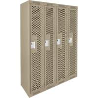 Clean Line Lockers, Bank of 4, 48" x 15" x 72", Steel, Beige, Rivet (Assembled), Perforated Advanced Consulting and Training Ltd.