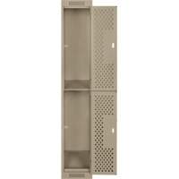 Clean Line Lockers, 2 -tier, 12" x 15" x 72", Steel, Beige, Rivet (Assembled), Perforated Advanced Consulting and Training Ltd.