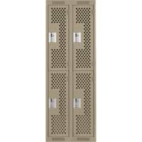 Clean Line Lockers, 2 -tier, Bank of 2, 24" x 15" x 72", Steel, Beige, Rivet (Assembled), Perforated Advanced Consulting and Training Ltd.