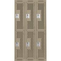 Clean Line Lockers, 2 -tier, Bank of 3, 36" x 15" x 72", Steel, Beige, Rivet (Assembled), Perforated Advanced Consulting and Training Ltd.