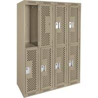 Casiers Clean Line, 2 niveaux, Bloc de 4, 48" x 12" x 72", Acier, Beige, Rivet (assembl&eacute;), Perfor&eacute; Advanced Consulting and Training Ltd.