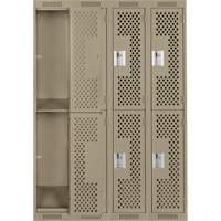 Casiers Clean Line, 2 niveaux, Bloc de 4, 48" x 12" x 72", Acier, Beige, Rivet (assembl&eacute;), Perfor&eacute; Advanced Consulting and Training Ltd.