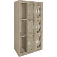 Casiers Clean Line, 3 niveaux, Bloc de 3, 36" x 12" x 72", Acier, Beige, Rivet (assembl&eacute;), Perfor&eacute; Advanced Consulting and Training Ltd.