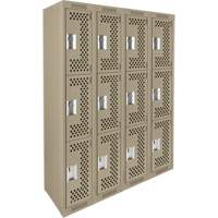 Casiers Clean Line, 3 niveaux, Bloc de 4, 48" x 12" x 72", Acier, Beige, Rivet (assembl&eacute;), Perfor&eacute; Advanced Consulting and Training Ltd.