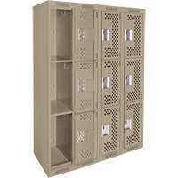 Casiers Clean Line, 3 niveaux, Bloc de 4, 48" x 12" x 72", Acier, Beige, Rivet (assembl&eacute;), Perfor&eacute; Advanced Consulting and Training Ltd.