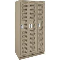 Clean Line Lockers, Bank of 3, 36" x 18" x 76", Steel, Beige, Rivet (Assembled), Perforated Advanced Consulting and Training Ltd.