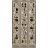 Casiers Clean Line, 2 niveaux, Bloc de 3, 36" x 12" x 76", Acier, Beige, Rivet (assembl&eacute;), Perfor&eacute; Advanced Consulting and Training Ltd.