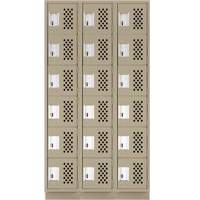 Assembled Lockerettes Clean Line Perforated Economy Lockers, 6 -tier, Bank of 3, 18" x 72" x 12", Steel Advanced Consulting and Training Ltd.