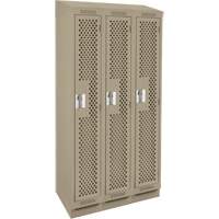 Clean Line Lockers, Bank of 3, 36" x 12" x 82", Steel, Beige, Rivet (Assembled), Perforated Advanced Consulting and Training Ltd.