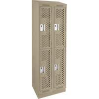Clean Line Lockers, 2 -tier, Bank of 2, 24" x 15" x 82", Steel, Beige, Rivet (Assembled), Perforated Advanced Consulting and Training Ltd.