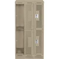 Clean Line Lockers, 2 -tier, Bank of 3, 36" x 15" x 82", Steel, Beige, Rivet (Assembled), Perforated Advanced Consulting and Training Ltd.
