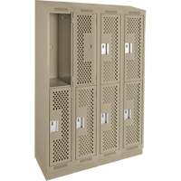 Clean Line Lockers, 2 -tier, Bank of 4, 48" x 15" x 82", Steel, Beige, Rivet (Assembled), Perforated Advanced Consulting and Training Ltd.