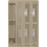 Clean Line Lockers, 2 -tier, Bank of 4, 48" x 15" x 82", Steel, Beige, Rivet (Assembled), Perforated Advanced Consulting and Training Ltd.