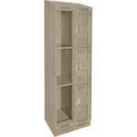 Casiers Clean Line, 3 niveaux, Bloc de 2, 24" x 12" x 82", Acier, Beige, Rivet (assembl&eacute;), Perfor&eacute; Advanced Consulting and Training Ltd.