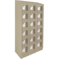 Clean-Line Perforated Lockerette, 6 -tier, Bank of 3, 15" x 72" x 12", Steel Advanced Consulting and Training Ltd.