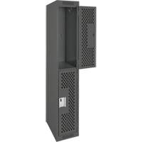 Clean Line Lockers, 2 -tier, 12" x 15" x 72", Steel, Charcoal, Rivet (Assembled), Perforated Advanced Consulting and Training Ltd.