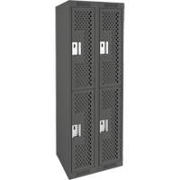 Clean Line Lockers, 2 -tier, Bank of 2, 24" x 15" x 72", Steel, Charcoal, Rivet (Assembled), Perforated Advanced Consulting and Training Ltd.