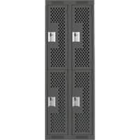 Clean Line Lockers, 2 -tier, Bank of 2, 24" x 15" x 72", Steel, Charcoal, Rivet (Assembled), Perforated Advanced Consulting and Training Ltd.
