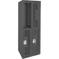 Clean Line Lockers, 2 -tier, Bank of 2, 24" x 15" x 72", Steel, Charcoal, Rivet (Assembled), Perforated Advanced Consulting and Training Ltd.