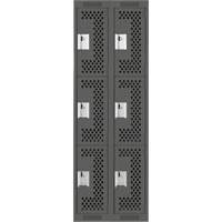 Clean Line Lockers, 3 -tier, Bank of 2, 24" x 12" x 72", Steel, Charcoal, Rivet (Assembled), Perforated Advanced Consulting and Training Ltd.