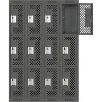 Casiers Clean Line, 3 niveaux, Bloc de 4, 48" x 12" x 72", Acier, Charbon, Rivet (assembl&eacute;), Perfor&eacute; Advanced Consulting and Training Ltd.