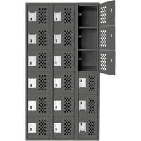 Assembled Lockerettes Clean Line Perforated Economy Lockers, 6 -tier, Bank of 3, 18" x 72" x 12", Steel Advanced Consulting and Training Ltd.