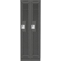 Clean Line Lockers, Bank of 2, 24" x 18" x 76", Steel, Charcoal, Rivet (Assembled), Perforated Advanced Consulting and Training Ltd.