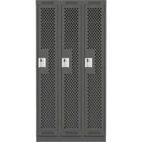 Clean Line Lockers, Bank of 3, 36" x 18" x 76", Steel, Charcoal, Rivet (Assembled), Perforated Advanced Consulting and Training Ltd.
