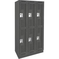 Casiers Clean Line, 2 niveaux, Bloc de 3, 36" x 12" x 76", Acier, Charbon, Rivet (assembl&eacute;), Perfor&eacute; Advanced Consulting and Training Ltd.
