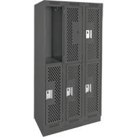 Casiers Clean Line, 2 niveaux, Bloc de 3, 36" x 12" x 76", Acier, Charbon, Rivet (assembl&eacute;), Perfor&eacute; Advanced Consulting and Training Ltd.