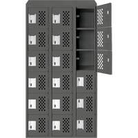 Assembled Lockerettes Clean Line Perforated Economy Lockers, 6 -tier, Bank of 3, 18" x 72" x 12", Steel Advanced Consulting and Training Ltd.