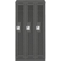 Clean Line Lockers, Bank of 3, 36" x 12" x 82", Steel, Charcoal, Rivet (Assembled), Perforated Advanced Consulting and Training Ltd.
