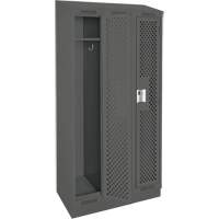 Clean Line Lockers, Bank of 3, 36" x 12" x 82", Steel, Charcoal, Rivet (Assembled), Perforated Advanced Consulting and Training Ltd.