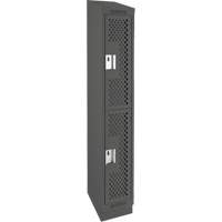 Clean Line Lockers, 2 -tier, 12" x 15" x 82", Steel, Charcoal, Rivet (Assembled), Perforated Advanced Consulting and Training Ltd.