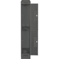 Clean Line Lockers, 2 -tier, 12" x 15" x 82", Steel, Charcoal, Rivet (Assembled), Perforated Advanced Consulting and Training Ltd.